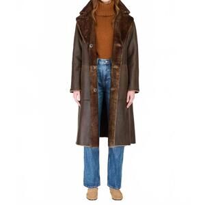NEW HISO zira shearling coat in chocolate brown